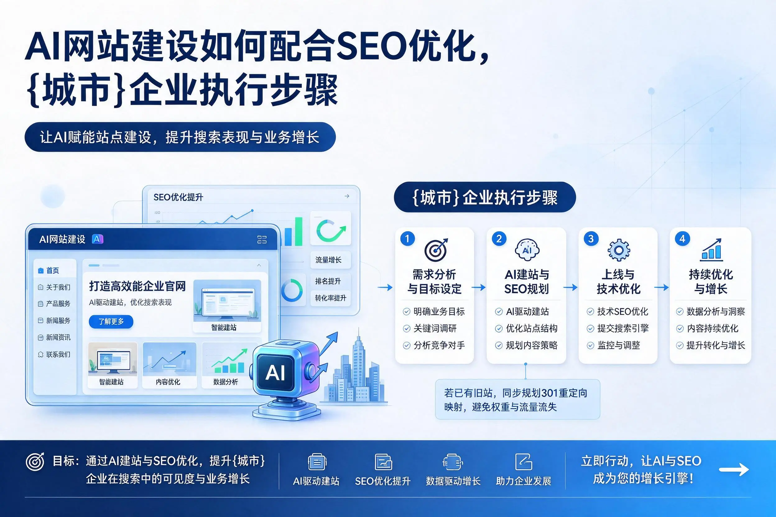 AI网站建设如何配合SEO优化,渭南企业执行步骤